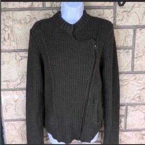 Ruff Hewn Moto zip up jacket Green cozy comfy Rare 
Size Med knit